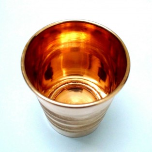 100% Copper 300ml Designer Drinking Glass Cup Tumbler Mug - Ayurveda Health Yoga